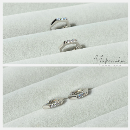 P066S SILVER925 小さめ 六角形 シルバーピアス ミニ・フープ