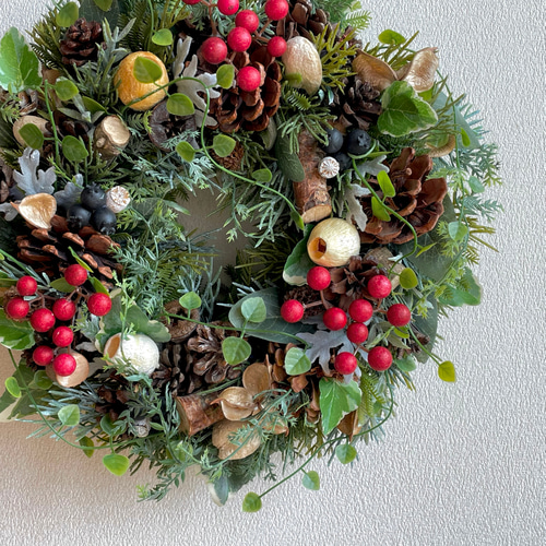 大人色のナチュラルクリスマスリース 26センチ リース penpengusa 通販  