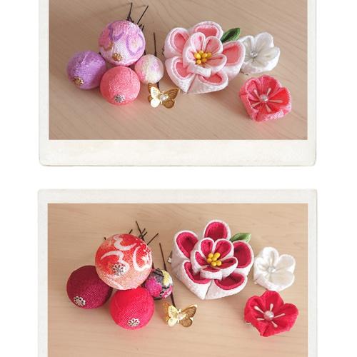 再販》つまみ細工 ♡ハート耳うさぎとまんまる和玉♡ ♪被布飾り