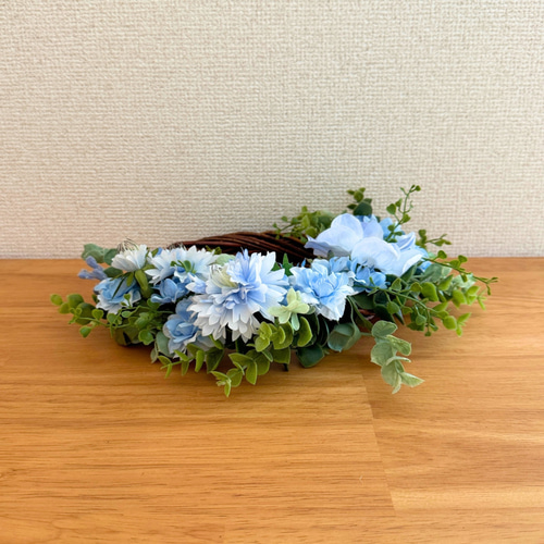 爽やかハーフリース。✧。・゜ 爽やかブルーのハーフリース | 造花 | アーティフィシャルフラワー