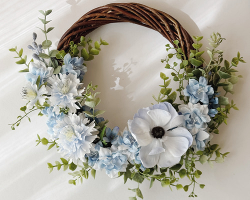 ブルーファンタジアとチガヤのリース ハーフリース ブルーファンタジアとチガヤのリース ハーフリース