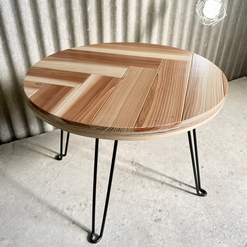 【ヘリンボーン】直径50cm 折りたたみテーブル  丸テーブル ヘリンボーン】直径50cm 折りたたみテーブル 丸テーブル 直径47～79