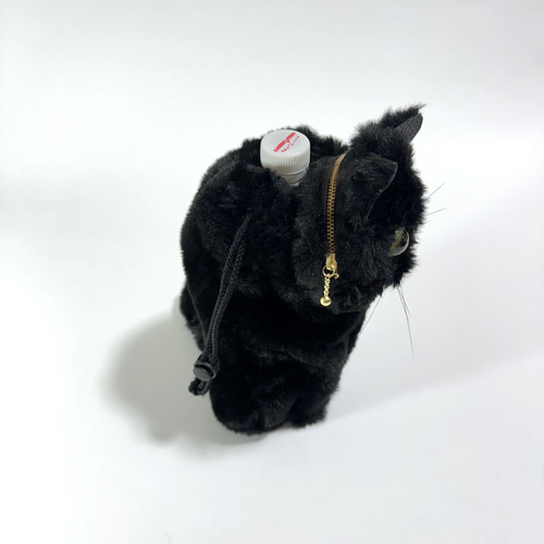 ぬいぐるみみたいな 黒猫さん巾着ポシェット スマホポシェット