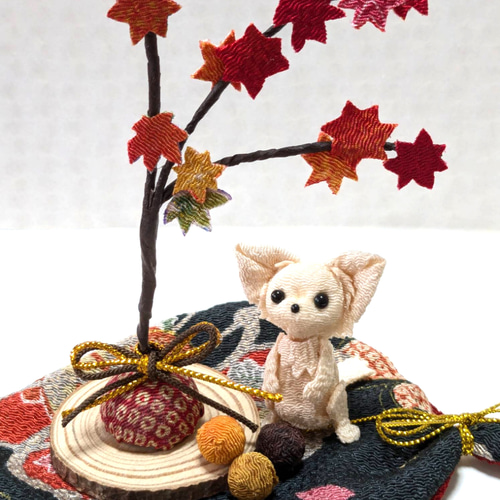 ちりめん細工の歳時記「秋」 「チワワちゃんの紅葉狩り」 その他