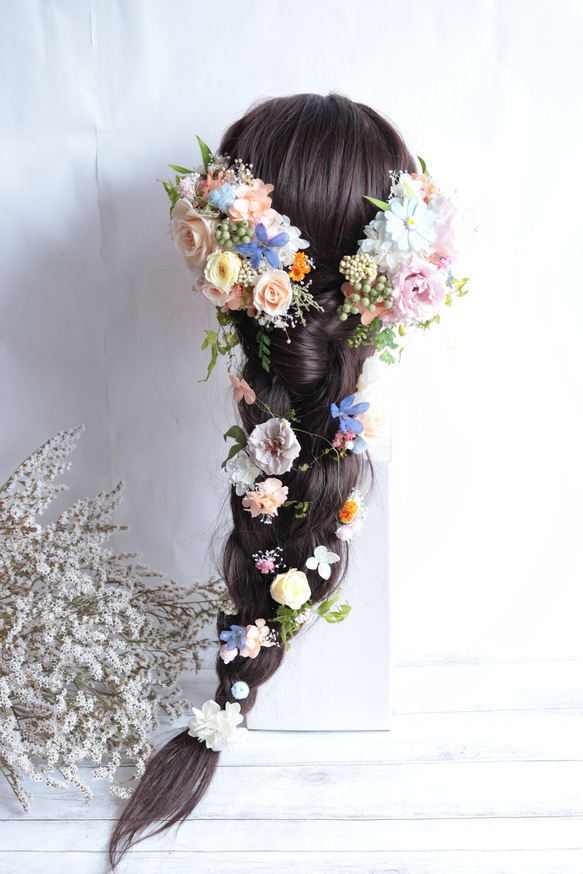 ⑤ヘッドドレス ドライフラワー ヘッドドレス ヘアドレス ホワイト ゴールド ドライフラワー