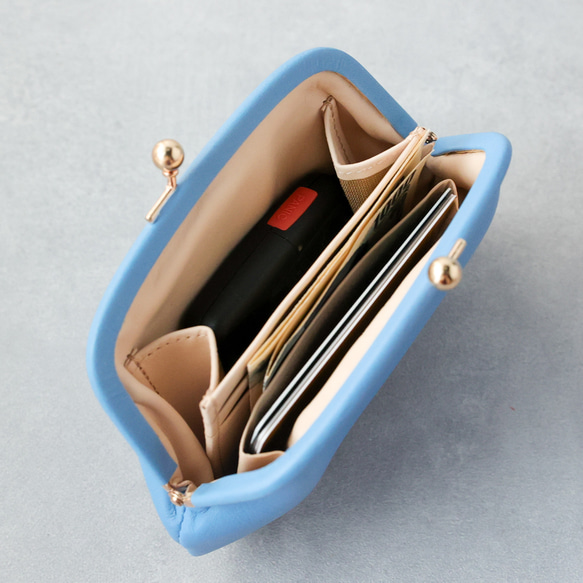 ワケありな逸品 送料無料 小さい財布 ミニマム 革巻き がま口 国産 オイルスムース 10枚目の画像