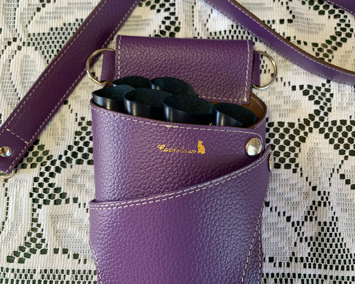 手染めパープル、蓋付きシザーケース 牛革シザーケース パープル その他ケース Coeurdoux 通販