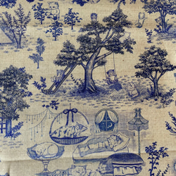 半袖ブラウス/ yukiemon キャットガーデン 楽天市場】22fabric キャットガーデン Aブルー×キナリ系 綿麻