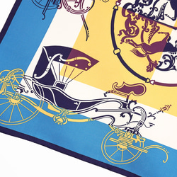 ＜小判シルクスカーフ＞【Marcaオリジナル】色面シルエット馬車 (FET-059) シルクツイル ターコイズ 4枚目の画像