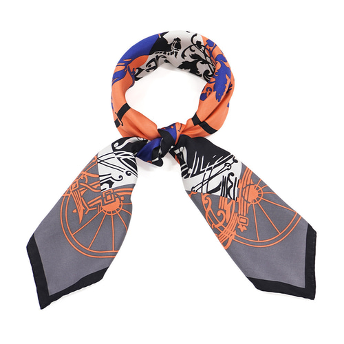 小判シルクスカーフ＞【Marcaオリジナル】色面シルエット馬車 (FET-059