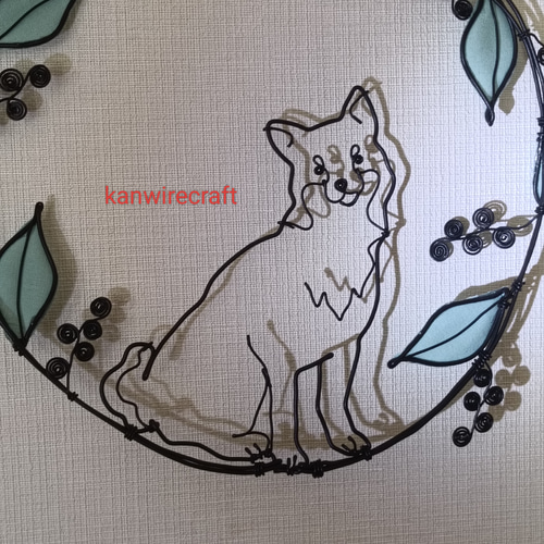 ワイヤーアート ワイヤークラフト リース 柴犬 タン 黒柴 welcome