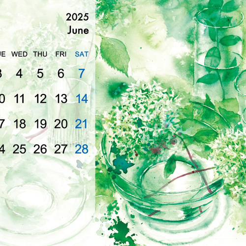 2025年 フラワー卓上カレンダー【透明水彩】 カレンダー 甲斐 明日香