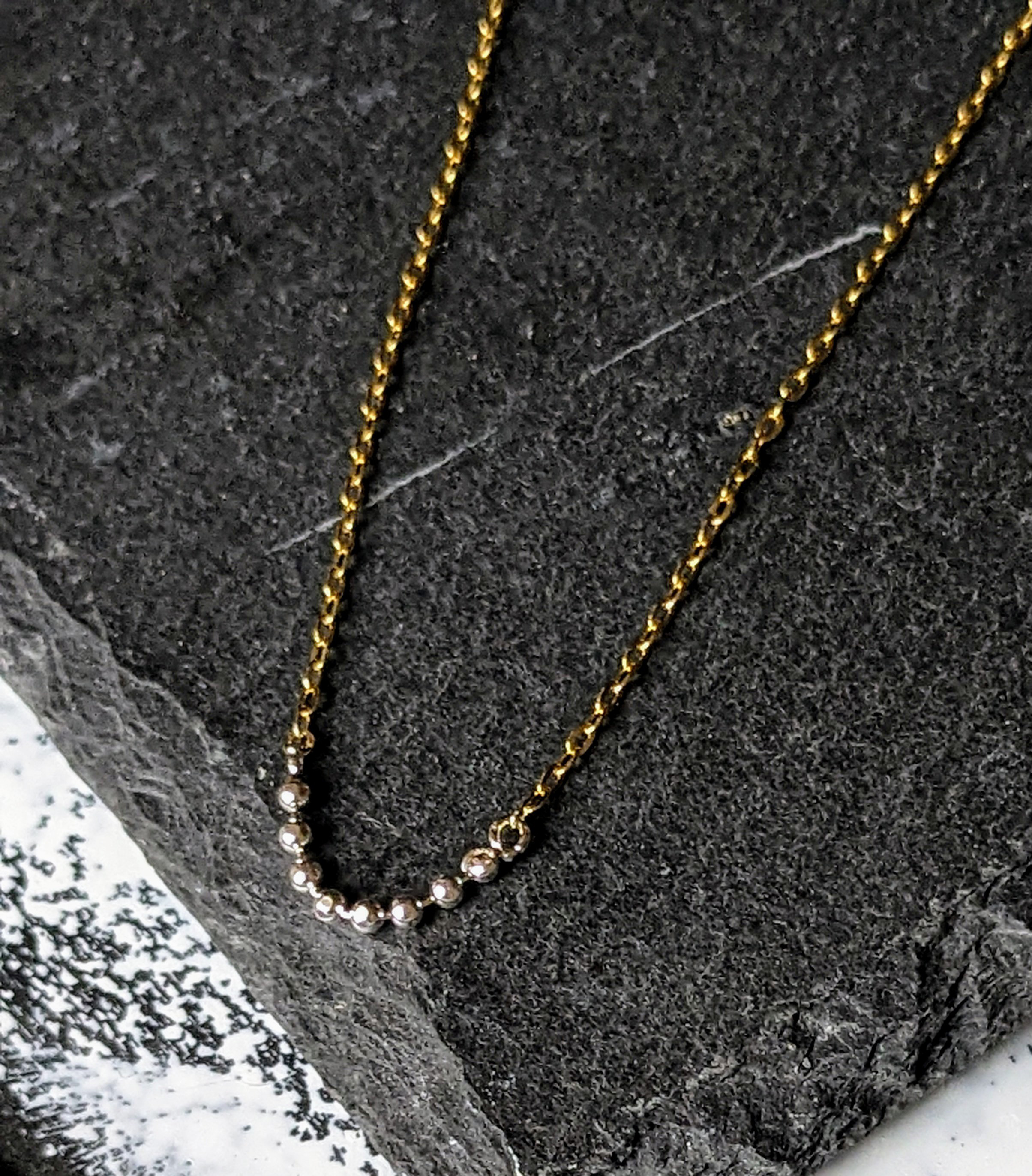 SV925 　バイカラー つぶつぶチェーンネックレス 大人のアクセサリー　シンプル　シルバー ネックレス