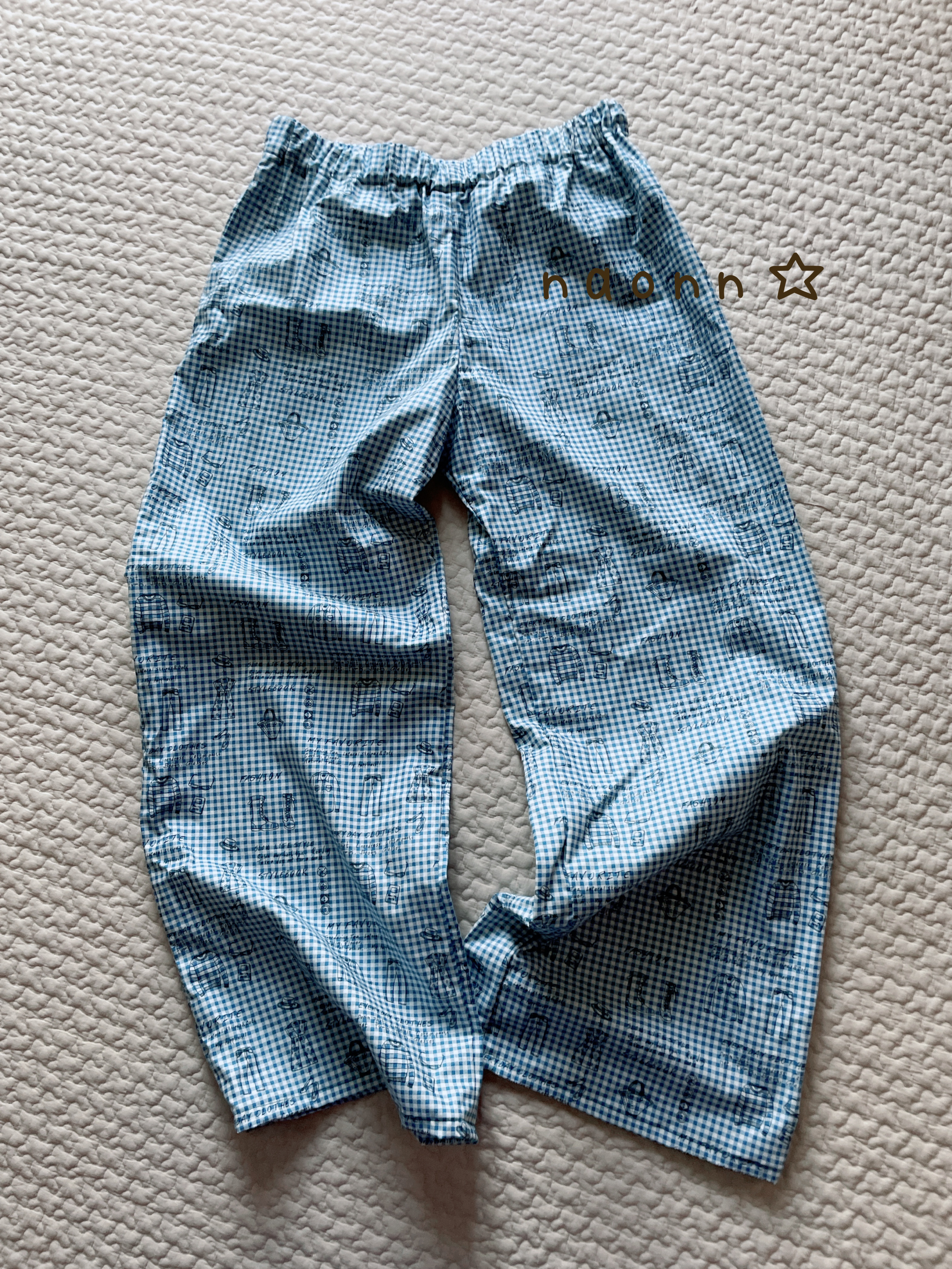 プリントチェックパンツ☆(ブルー)