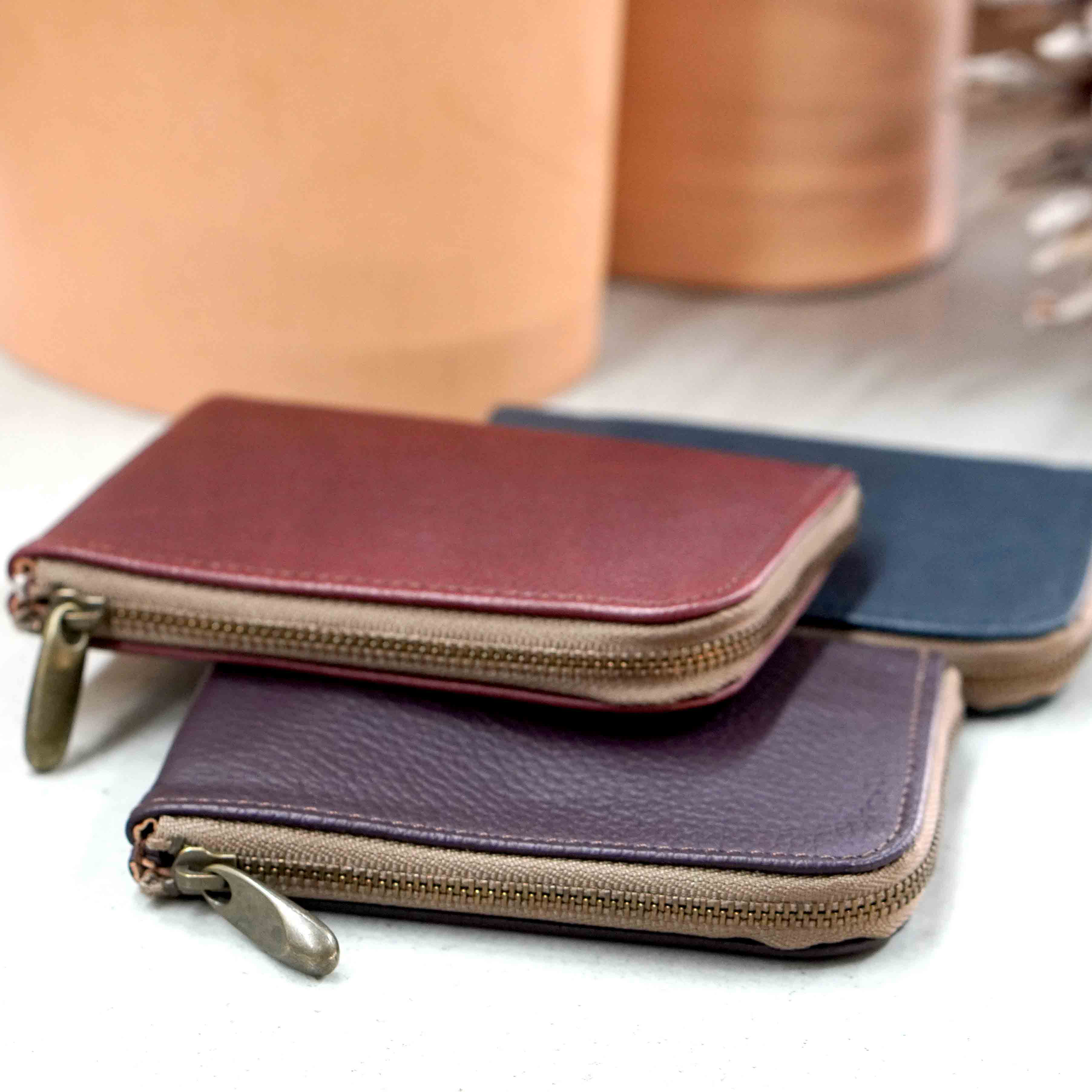 アースカラー3color#モーブ・インディゴ・マロン●ペタンコMINI財布