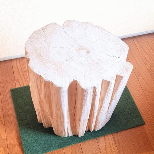 いい香り 東濃ひのき スツール・フリル・無垢無塗装・オーガニック・ワイド