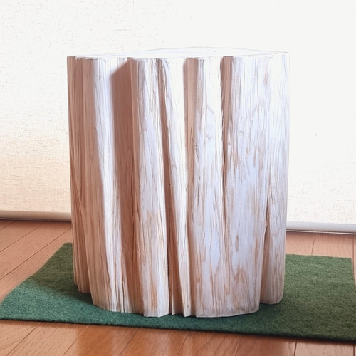 天然アロマ 東濃ひのきフリル スツール テーブル 特大 無垢無塗装