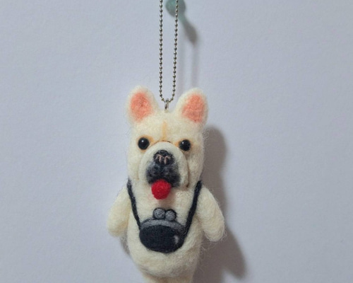 羊毛フェルト フレンチブルドッグ キーホルダー ♡羊毛フェルト フレンチブルドッグさんキーホルダー♡ 羊毛フェルト