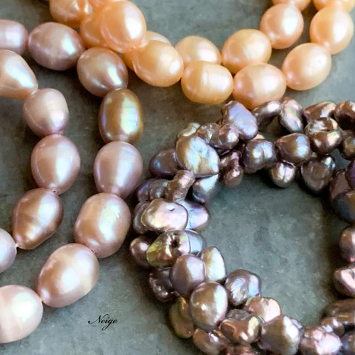 淡水真珠 ケシパール バロック メタリックパープル 5粒 天然石パーツ  