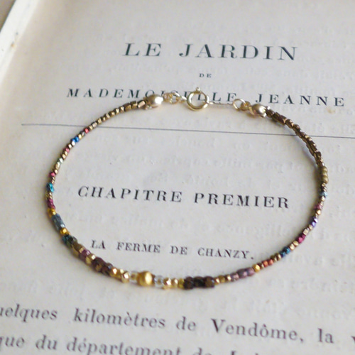 アンティーク ブレスレット 本革＊エメラルドアンティーク＊ハンドメイド ラップブレスレット