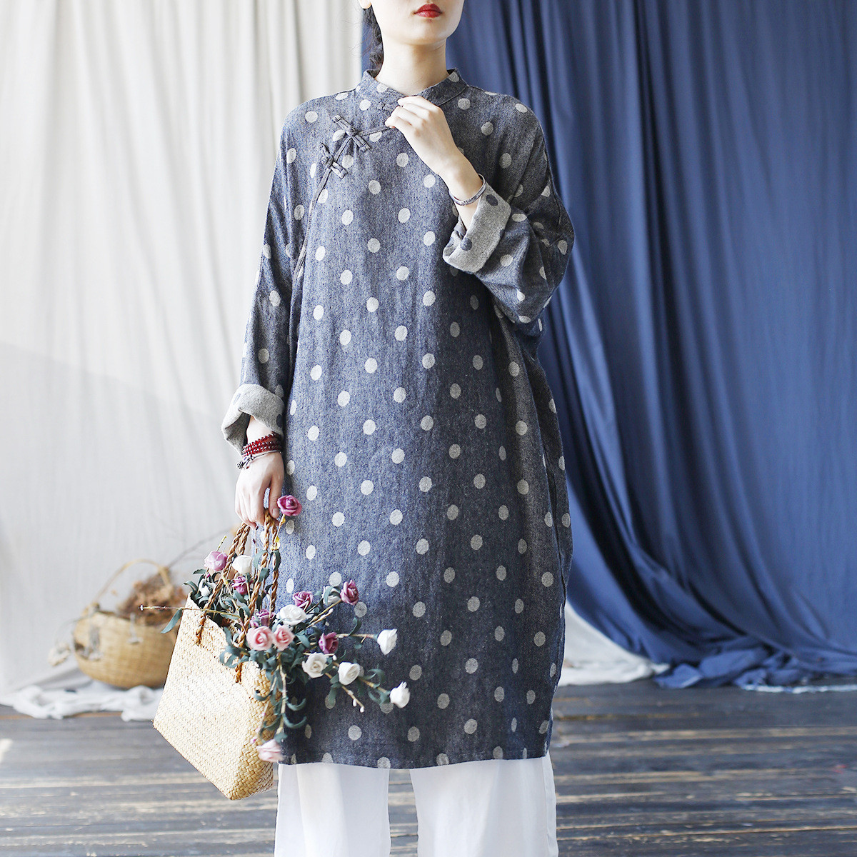 ☆丈カット無料☆綿麻　ワンピース チャイナドレス 風 レディース　2467 5,023円