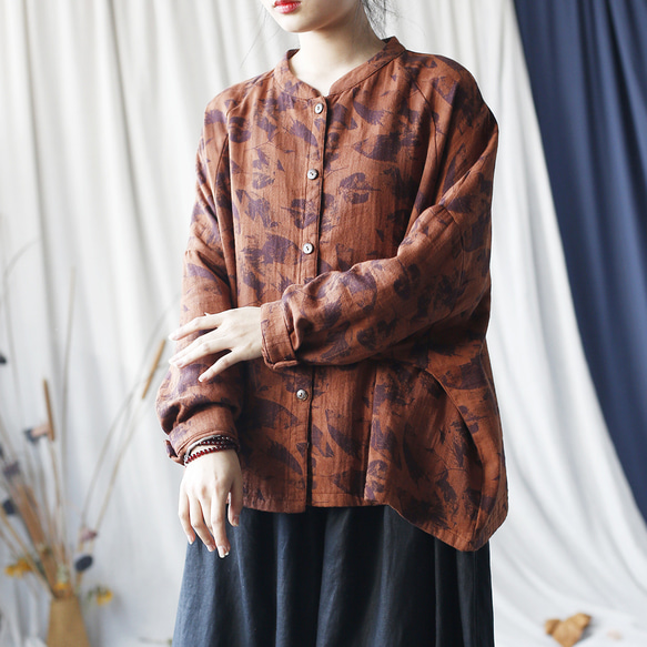 ☆丈カット無料☆ゆったり シャツ 長袖 秋色 2414 11枚目の画像