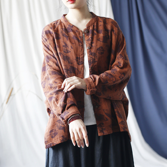 ☆丈カット無料☆ゆったり シャツ 長袖 秋色 2414 16枚目の画像