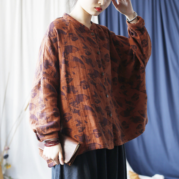 ☆丈カット無料☆ゆったり シャツ 長袖 秋色 2414 5枚目の画像