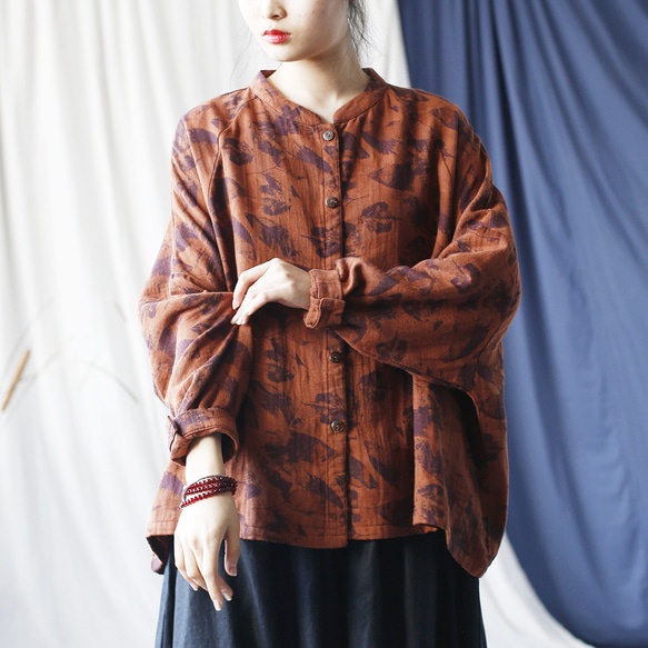 ☆丈カット無料☆ゆったり シャツ 長袖 秋色 2414 12枚目の画像