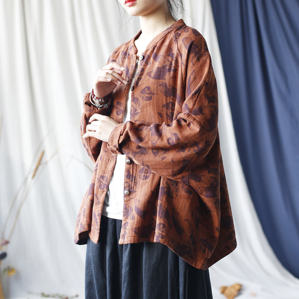 ☆丈カット無料☆ゆったり シャツ 長袖 秋色 2414 14枚目の画像