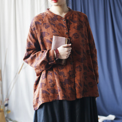 ☆丈カット無料☆ゆったり シャツ 長袖 秋色 2414 10枚目の画像