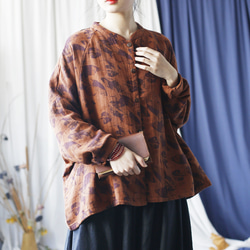 ☆丈カット無料☆ゆったり シャツ 長袖 秋色 2414 8枚目の画像