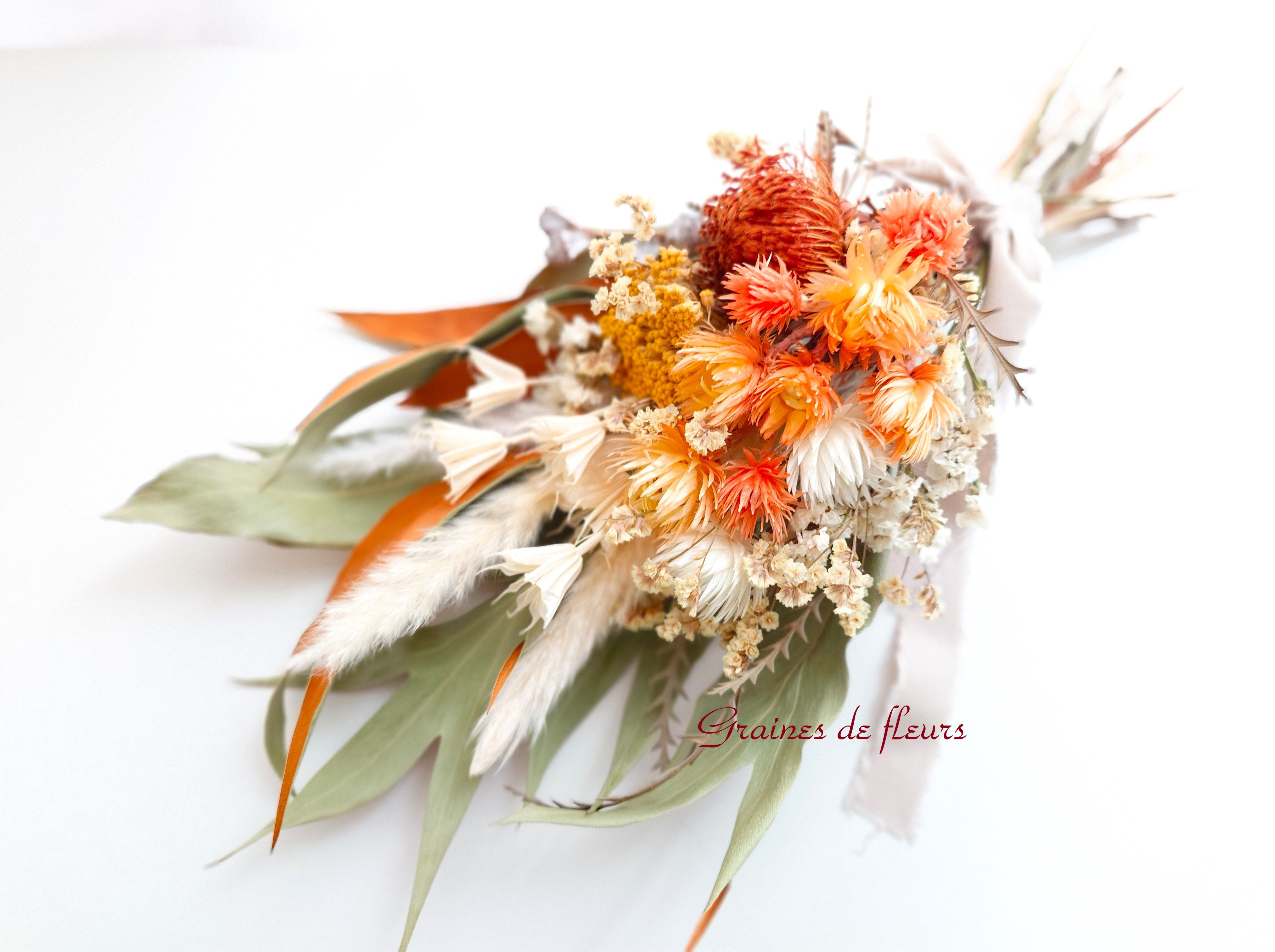 手作りオレンジ系アートフラワー 手作りオレンジ系アートフラワー