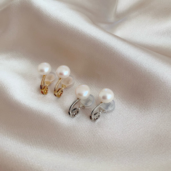 痛くないイヤリング◆淡水パールの一粒イヤリング（6mm,8mm）/春パール　真珠　ノンホール　ゴールド　シルバー 14枚目の画像