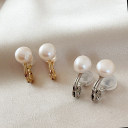 痛くないイヤリング◆淡水パールの一粒イヤリング（6mm,8mm）/春パール　真珠　ノンホール　ゴールド　シルバー 19枚目の画像