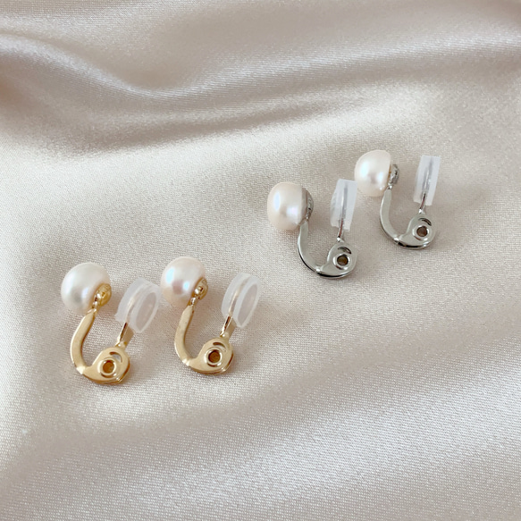 痛くないイヤリング◆淡水パールの一粒イヤリング（6mm,8mm）/春パール　真珠　ノンホール　ゴールド　シルバー 17枚目の画像