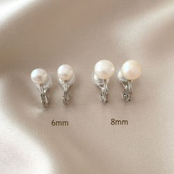 痛くないイヤリング◆淡水パールの一粒イヤリング（6mm,8mm）/春パール　真珠　ノンホール　ゴールド　シルバー 2枚目の画像