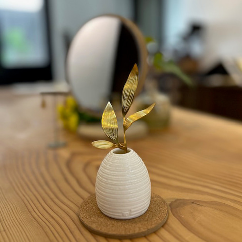 SO-U 京都の手仕事 錺金具のフラワーオブジェと京焼・清水焼のランプ