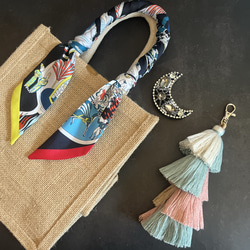 美品　大きめ　ビジュー　リボン　ビーズ　刺繍　カゴバッグ　インポート　大きめ fa4f316c58a33ad0ac085647c37f32