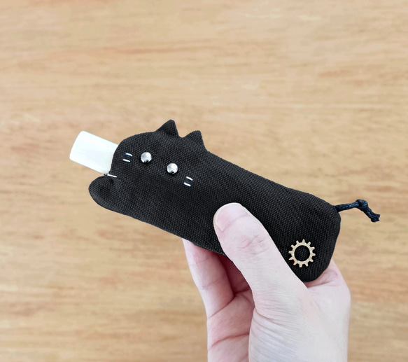 ﾄﾞｰｿﾞﾆｬ/ ネコchiのリップケース 黒 ブラック. 猫ねこ リップポーチ
