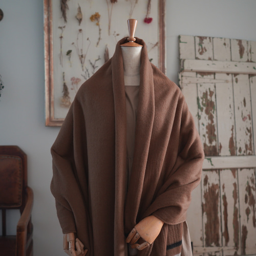 ○モカブラウン○ 超大判ブランケットストール フリンジ付き ウール
