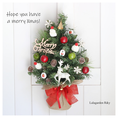壁掛けのクリスマスツリー トナカイのウォールデコツリー ハンギング