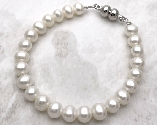 本真珠ブレスレット ラウンド淡水パール マグネット 結婚式