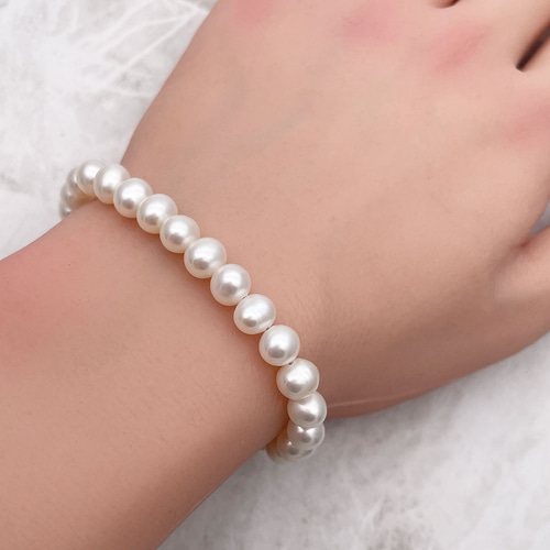 本真珠ブレスレット ラウンド淡水パール マグネット 結婚式