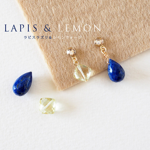 天然石 貼るピアス ラピスラズリ イヤリング シンプル しずく 痛くない