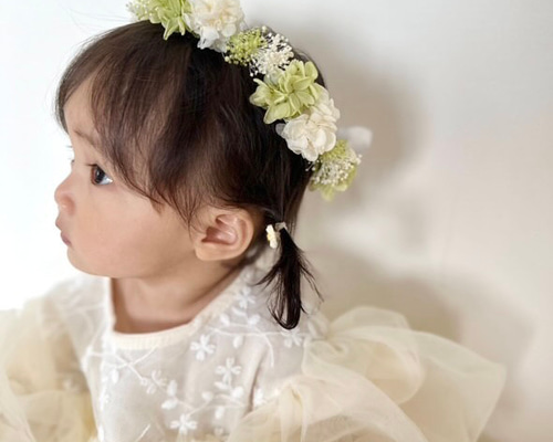 かすみ草花かんむり　ファーストバースデー　ハーフバースデー　結婚式　前撮り a2e4774cb09136aad06635b7a7b75f
