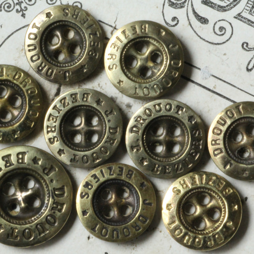 9個】メタルボタン φ13 & 16mm 刻印 エンボス ロゴ ワークウェア