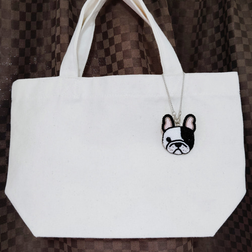 受注製作】フレンチブルドック パイド 片パンチL チャーム 金具をお