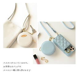 ミラー付き ラウンドポーチ 【 simple 】 オーバルプレート 名入れ 丸ポーチ HA51A 7枚目の画像