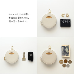 ミラー付き ラウンドポーチ 【 simple 】 オーバルプレート 名入れ 丸ポーチ HA51A 4枚目の画像